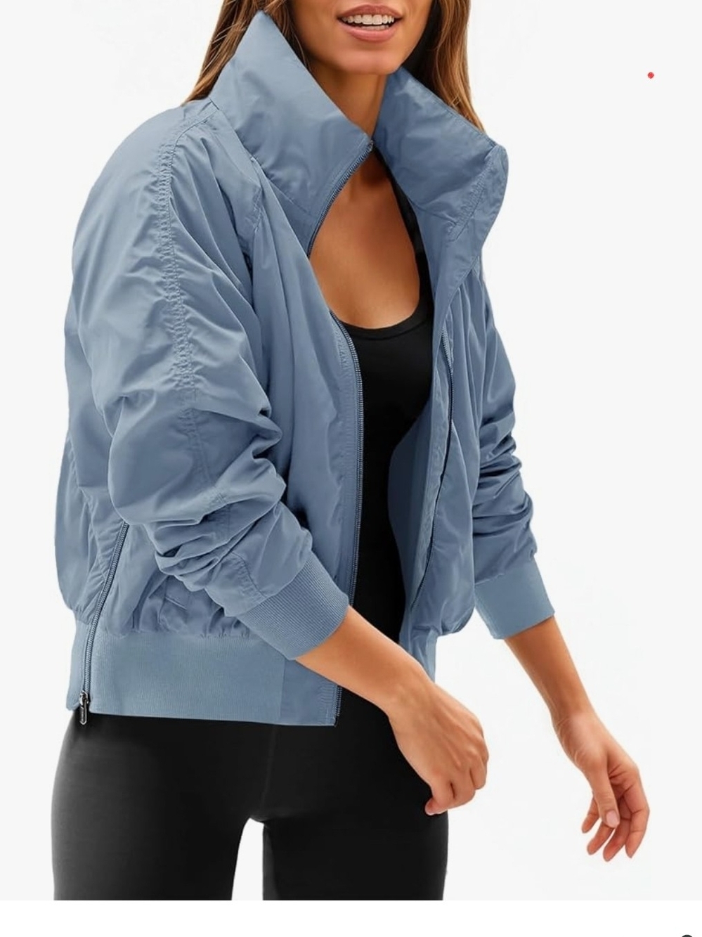 NWT Light Blue Women's Bomber Style Rain Coat/ Jacket - Casual Zip-Up Coat